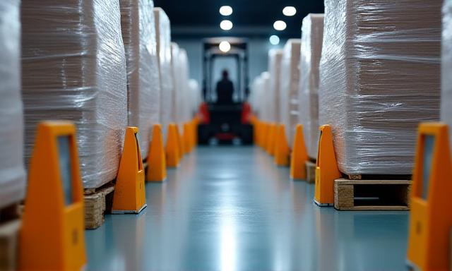 Active freight staging area with professional cargo handling