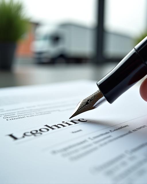 Close up of a legal document and a fountain pen